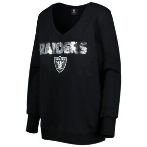 Las Vegas Raiders Cuce Women's NFL Team Sequin Logo V-Neck Sweatshirt NWOT